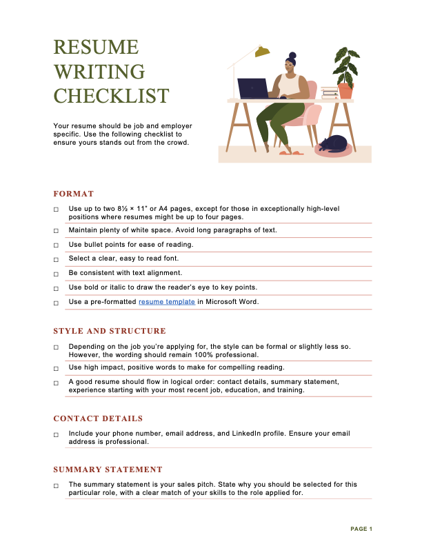 Resume writing checklist